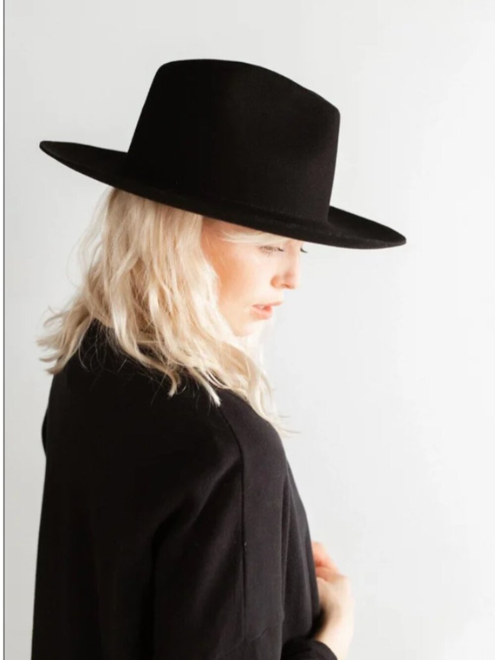 GIGI PIP Black Wool Felt Fedora with Satin Lining
